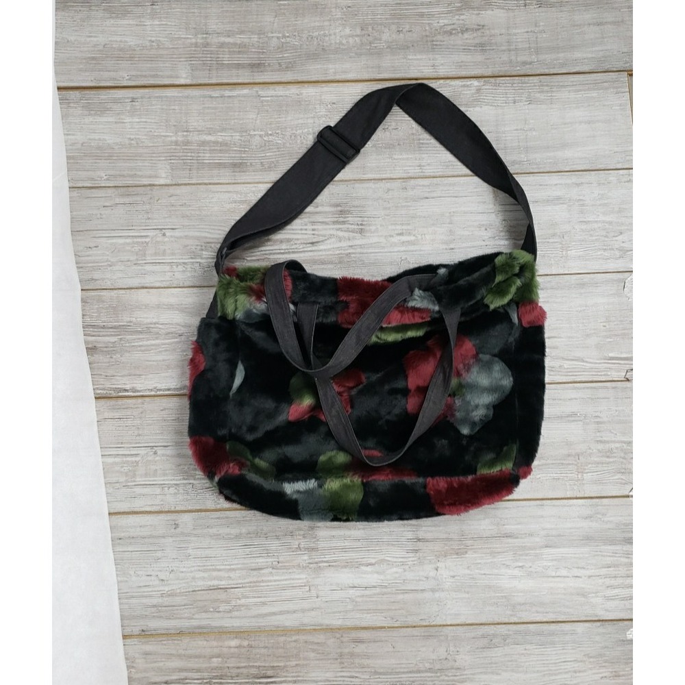 Rundholz Black Label Faux Fur Multi-color Purse Tote Handbag Crossbody bag 21x17
